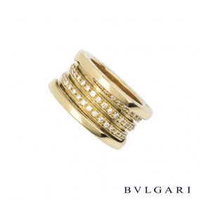 Bvlgari 18k Yellow Gold Diamond Set B.zero1 Ring